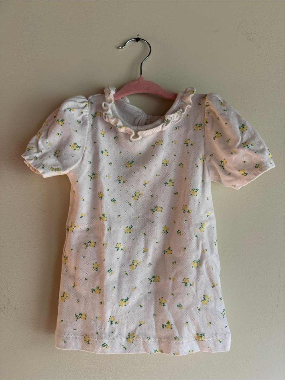 MINI BODEN White Dress with Yellow & Green Floral Print
